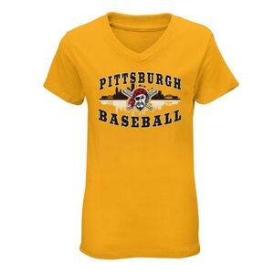 MLB Pittsburgh Pirates Girls' V-Neck T-Shirt Size Large (10/12) NWT